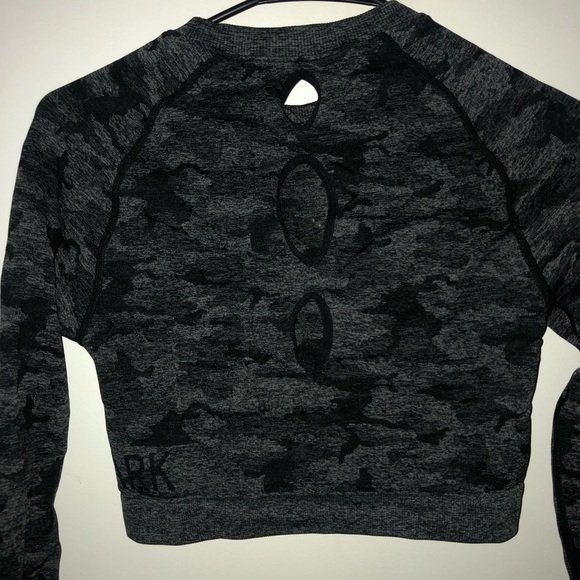 GYMSHARK CAMO SEAMLESS LONG SLEEVE CROP TOP - Picture 4 of 5